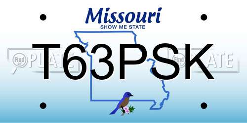 T63PSK Missouri License Plate