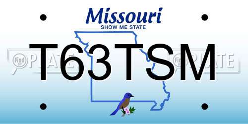 T63TSM Missouri License Plate