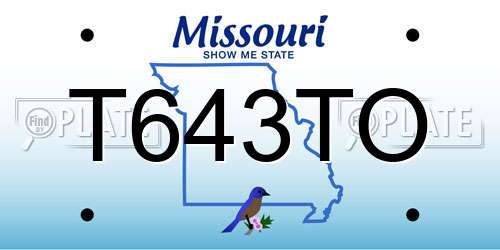T643TO Missouri License Plate