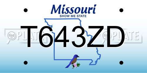 T643ZD Missouri License Plate