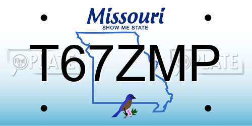 T67ZMP Missouri License Plate