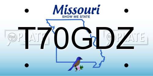 T70GDZ Missouri License Plate