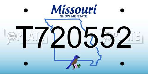 T720552 Missouri License Plate