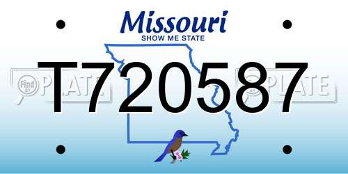 T720587 Missouri License Plate