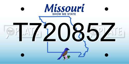 T72085Z Missouri License Plate