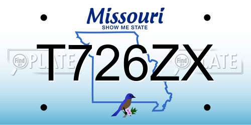 T726ZX Missouri License Plate