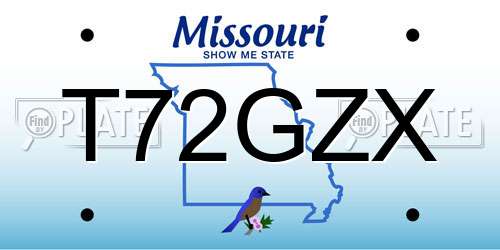 T72GZX Missouri License Plate