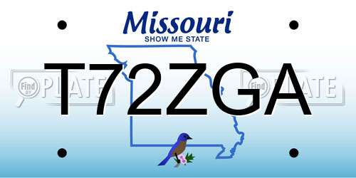 T72ZGA Missouri License Plate
