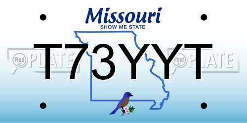 T73YYT Missouri License Plate