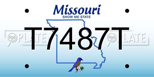 T7487T Missouri License Plate