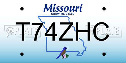 T74ZHC Missouri License Plate