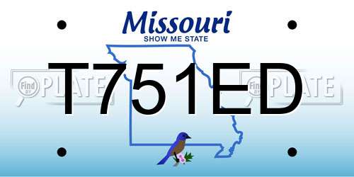 T751ED Missouri License Plate