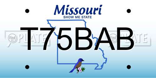 T75BAB Missouri License Plate