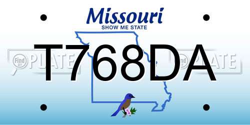 T768DA Missouri License Plate
