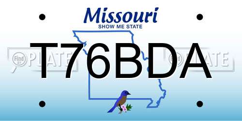 T76BDA Missouri License Plate