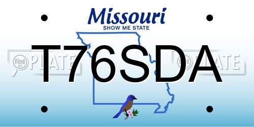 T76SDA Missouri License Plate