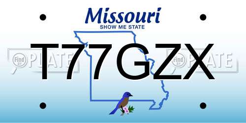 T77GZX Missouri License Plate
