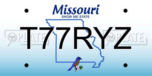 T77RYZ Missouri License Plate