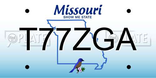 T77ZGA Missouri License Plate