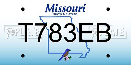 T783EB Missouri License Plate