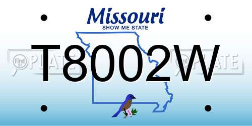 T8002W Missouri License Plate
