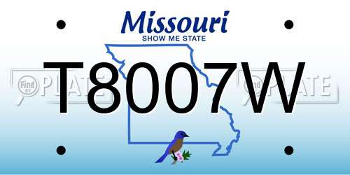 T8007W Missouri License Plate