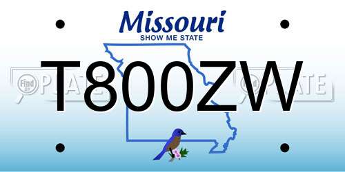 T800ZW Missouri License Plate