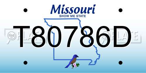 T80786D Missouri License Plate