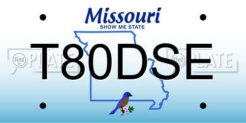 T80DSE Missouri License Plate