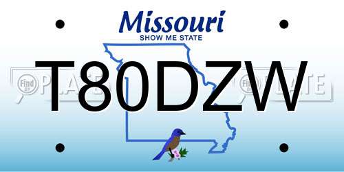 T80DZW Missouri License Plate