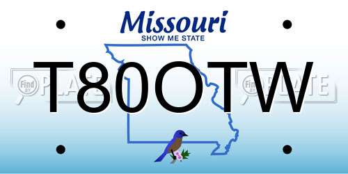 T80OTW Missouri License Plate