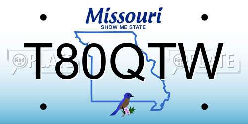T80QTW Missouri License Plate