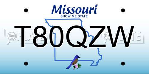 T80QZW Missouri License Plate