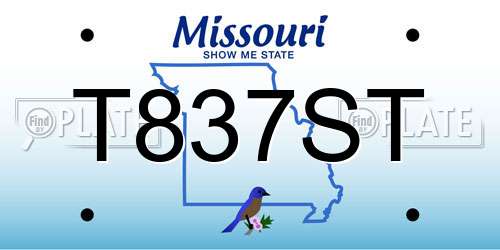 T837ST Missouri License Plate