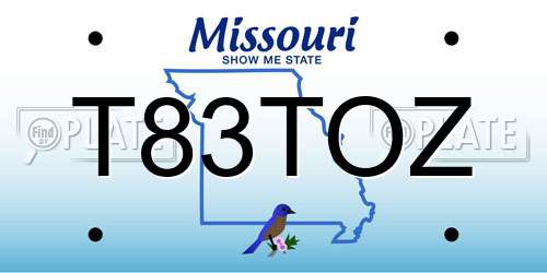 T83TOZ Missouri License Plate
