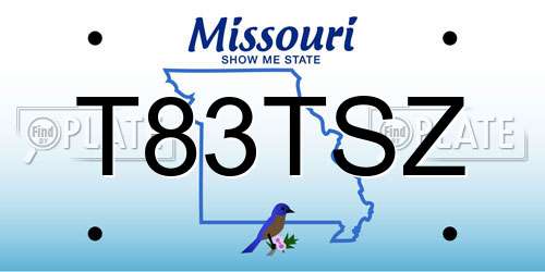 T83TSZ Missouri License Plate