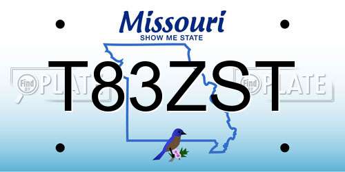T83ZST Missouri License Plate