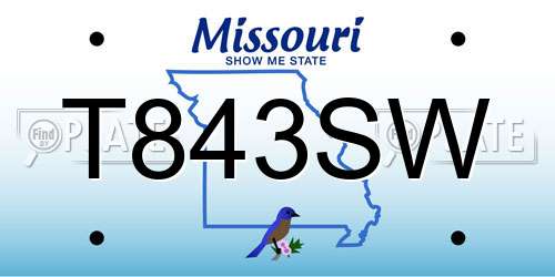 T843SW Missouri License Plate