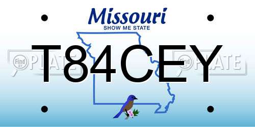 T84CEY Missouri License Plate