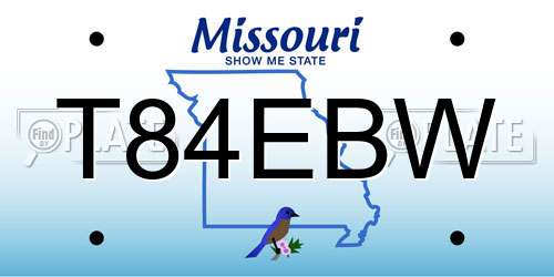 T84EBW Missouri License Plate