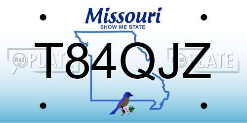 T84QJZ Missouri License Plate