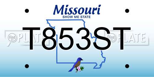 T853ST Missouri License Plate