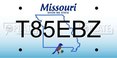 T85EBZ Missouri License Plate
