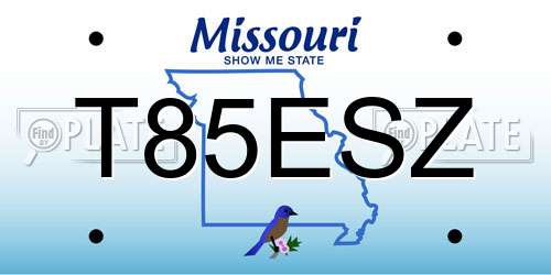 T85ESZ Missouri License Plate