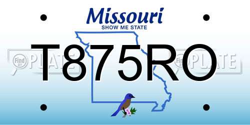 T875RO Missouri License Plate