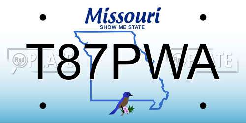 T87PWA Missouri License Plate