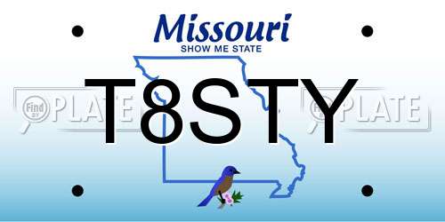 T8STY Missouri License Plate