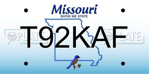 T92KAF Missouri License Plate
