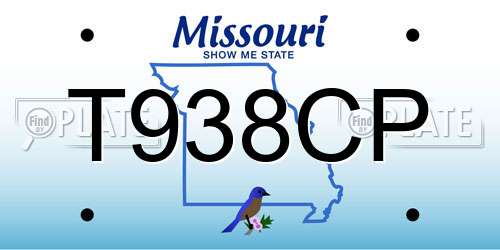 T938CP Missouri License Plate