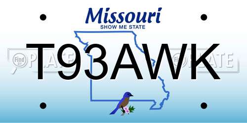 T93AWK Missouri License Plate